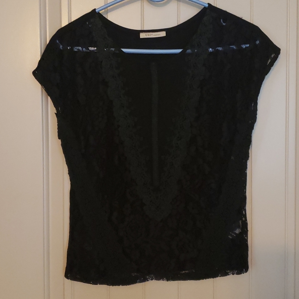 Black lace top size small / medium